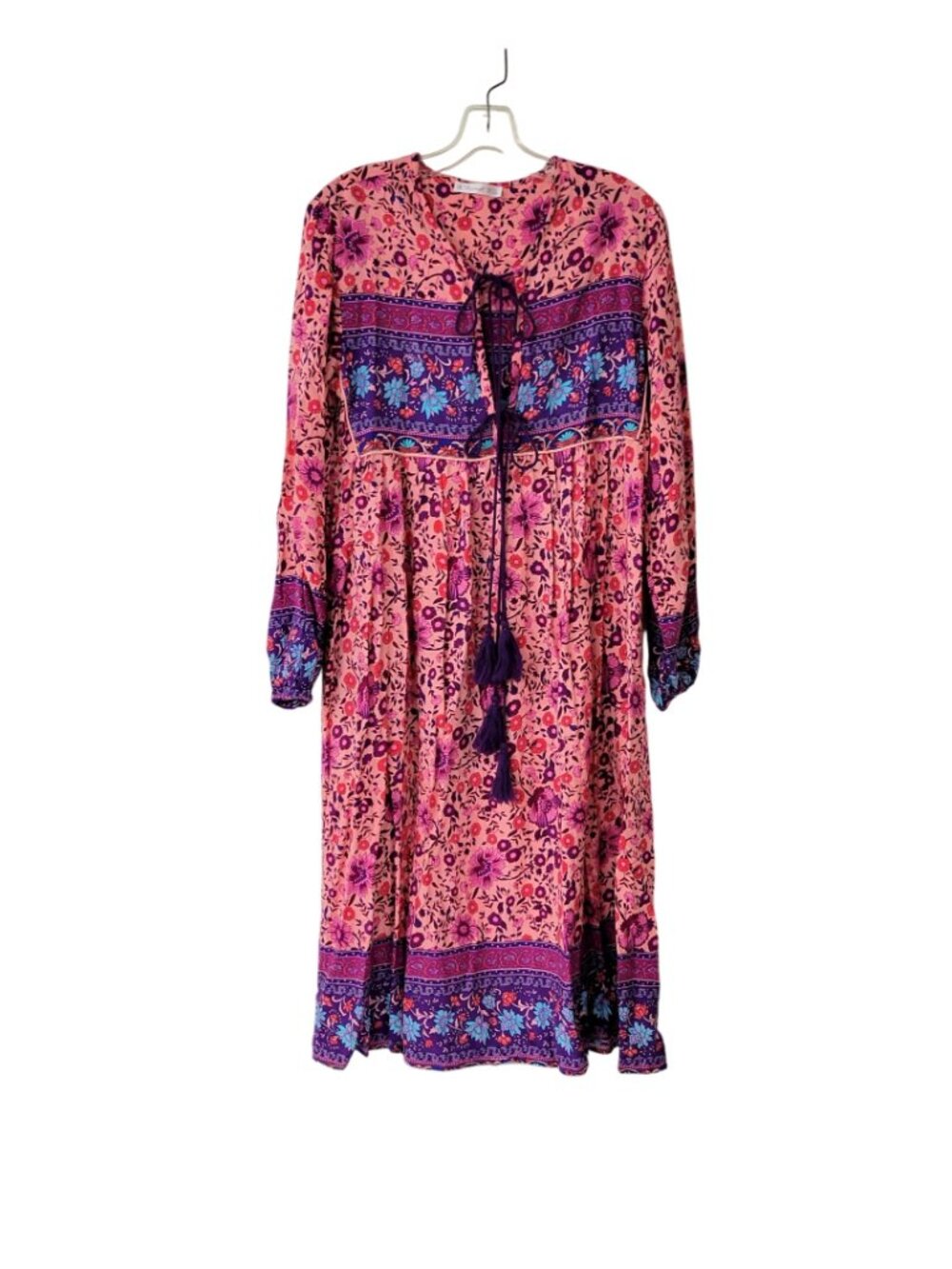 R. Vivimos Pink and Purple Boho Rayon Dress - Picture 6 of 6
